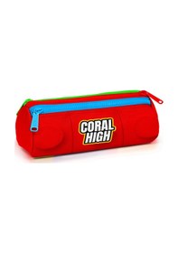 Resim Coral High Kids Renkli Blok Desenli Üç Bölmeli Kalem Çantası 22091 Kırmızı 