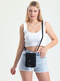 Resim Paksoy Siyah Süet Çapraz Askılı Telefon Çantası 