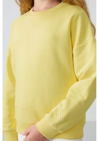 Resim Tommy Life Sarı Pamuklu İçi Tüylü Yumuşak Dokulu Oversize Nakışlı Kız Çocuk Sweatshirt - 75150 Sarı 