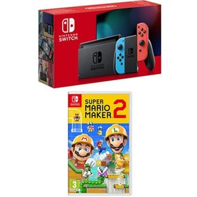 Resim Nintendo Switch Konsol Neon Red Blue + Super Mario Maker 2 Nintendo Switch Oyun 