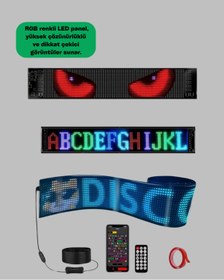 Resim renklime RGB Kayar Yazılı LED Reklam Ekranı - USB Bağlantılı Esnek Tasarım 
