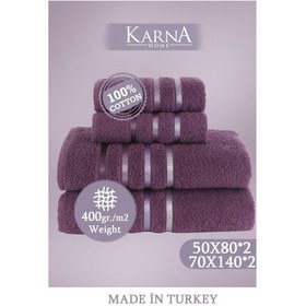 Resim Banyo Havlu Seti 4 Lü Bale Mürdüm 