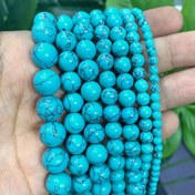 Resim 4/6/8/10/12/14mm Göl Mavisi Turkuaz Doğal Taş DIY Bileklik Kolye Yapımı İçin 15" İplikli Yuvarlak Boncuklar 