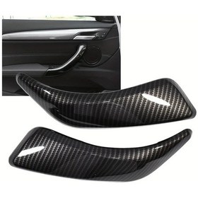 Resim Dashanshop Karbon Fiber Kapı Kolu Kapağı 2li Bmw 1 Serisi F20 F21 F22 F23 Abs Parlak Siyah İç Tasarım 
