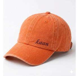 Resim Tesbihane Unisex Beyzbol Şapkası - Isme Özel Nakışlı - Premium Canvas Kumaş - Turuncu Renk - Metal Tokalı 