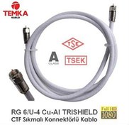 Resim Temka 15Metre RG6U4 Trishield Sıkmalı Konnektörlü Anten Kablosu Temka