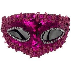 Resim Plastik Pullu Lüks Maske Fuşya 