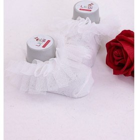 Resim Burçak Çorap Soft Yıkamalı Kız Bebek Çorabı - Tül Ve Güpür Detaylı Pamuklu Model 4'lü Beyaz 