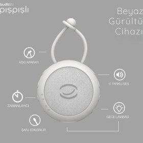 Resim Budizzz Beyaz Gürültülü Uyku Arkadaşı | Mavi Fularlı Ayıcık - Beyaz 