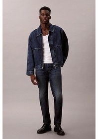 Resim Calvin Klein Erkek Slim Tapered Fit Termal Kumaşlı Jean Pantolon - Koyu Mavi Dark Crescent 