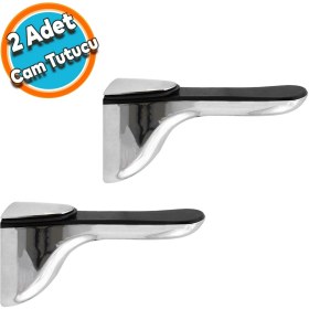 Resim Nzb Ayarlanabilir Etajer Cam Tutucu Ahşap Raf Tutucu Cam Etejeri Krom (1 Çift) 