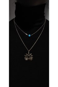Resim Kadın Nazar Boncuklu Lotus Çiçeği Kolye 