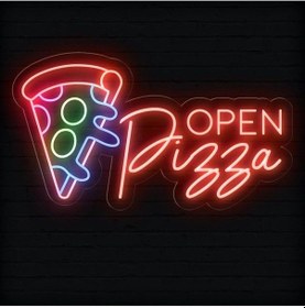 Resim Open Pizza Yazılı Neon Tabela Kırmızı 