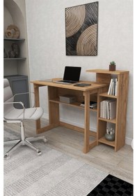 Resim Lotus 5 Raflı Çalışma Masası Laptop Bilgisayar Masası Ofis Ders Yemek Çocuk Masası Çam 