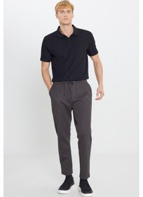 Resim AC&Co / Altınyıldız Classics Erkek Kahverengı Pamuklu Standart Fit Normal Kesim Beli Lastikli Diagonal Desenli Örme Pantolon Kahverengi 