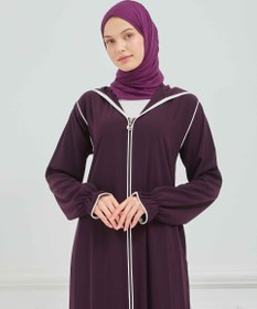 Resim Kapşonlu ve Biyeli Ferace Mürdüm | 20958 - 48 / Mürdüm 