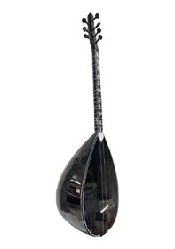 Resim Kısa Sap Bağlama Ceviz Ağacı Komple Siyah İşlemeli Kaliteli 