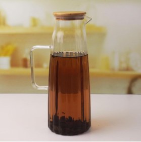 Resim Hype Store Bambu Kapaklı Borosilikat Cam Yağdanlık ve Sürahi | 1000ml (11x26cm) Çok Amaçlı İçecek ve Sıvı Gıda 