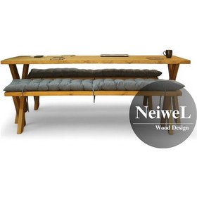 Resim Neiwel Adel Doğal Ahşap Banklı Toplantı Masasıı x 80 x 140 Açık Ceviz 