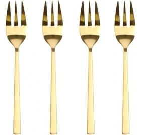 Resim Bıtz Pasta Çatalı 4 Adet Paslanmaz Çelik Pirinç Rengi 