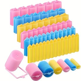 Resim Yumuşak, Isı Olmayan Kıvır Dalga, Büyük Tekerlek Kıvırıcılar - Uzun ve Orta Saçlar İçin Pastel Renk Seti, Salon ve DIY Stil için Mükemmel, Salon Kıvırıcıları|Pastel Renk Seti|Yumuşak Dokulu, Saç Stil Aracı 