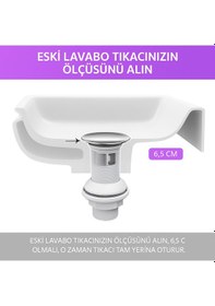 Resim Pop-up Lavabo Sifon Seti Taşmalı Uyumlu, Körüklü Tahliye Ve Ada 