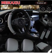 Resim 10-piece Leather Embroidered Flash Blingbling Without İnner Ring Steering Whe Gri Gri 