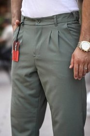 Resim Erkek Baggy Pileli Bol Kalıp Kumaş Pantolon 