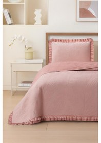 Resim Madrid Elyaf Dolgulu Tek Kişilik 180x240 Cm Yatak Örtüsü Pudra Pudra 