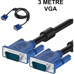 Resim Hubstein 3 Metre VGA Kablo - Bilgisayar Pc Monitör Projeksiyon Uyumlu 15 Pin E/e 