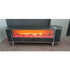 Resim Bluetoothlu Şömineli Tv Ünitesi 170x65x38 Ahşap - Beyaz 