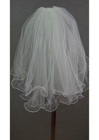 Resim Suzanna Moda Şerit Kıvrımlı Dalgalı 3mt Eninde Taraklı Hayal Tül Gelin Duvak Çift Kat 70x60 Cm Boyunda Fildişi 