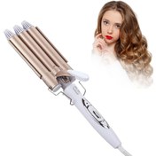 Resim nolva ® 3 Başlıklı Elektrikli Saç Dalgalandırma Maşası - Hızlı ve Kalıcı Plaj Dalgaları 