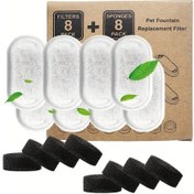 Resim Gaojunshop01 Kedi Çeşmesi Filtresi 8 Yedek Filtre Ve 8 Sünger Seti Paslanmaz Çelik Köpek Su Çeşmesi 