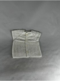 Resim RELYA Bebek Unisex Beyaz Makine Yünü Tülermez Düğmeli Yelek 6 12 Aylık En 29 CM Boy 31 CM 