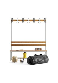 Resim Ayakkabılıklı 4 Ayaklı Tek Taraflı Bank, Kanca Şeritli Bank, 7 Kanca, 150x43x170 Cm, Spor Bankı 