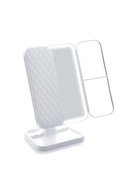 Resim Valkyrie Işıklı Makyaj Aynası 3 Panelli, 180 Dönebilen, 3 Renk Led, Dokunmatik, Type-c Şarjlı Beyaz 