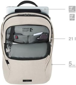 Resim WENGER MX dizüstü bilgisayar sırt çantası, dizüstü bilgisayar, 10 inçe kadar tablet, kadın, erkek, iş, üniversite, okul, seyahat, Bej, MX Light, MX Light dizüstü bilgisayar sırt çantası 
