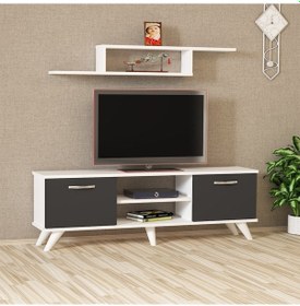 Resim Kalenderdekor1 Kalender Dekor Pruitt Tv Ünitesi Prt06 Beyaz-Antrasit 