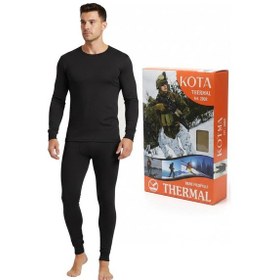 Resim İçlik Kota Termal Takım Alt + Üst Takım Bere Hediyeli Siyah 