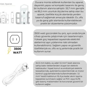 Resim Viko Dörtlü Grup Priz, Topraklı - Çocuk Korumalı Çoğaltıcı Priz 4'lü 3 m Beyaz 