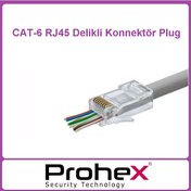 Resim Ez Rj45 Plug Cat6 Yeni Nesil Delikli Jack Konnektör 100 Adet 