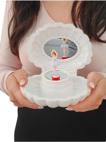 Resim Beyaz Balerinli İstiridye Kabuk Takı Ve Hediyelik Müzik Kutusu 