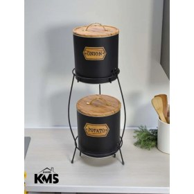 Resim Özbience Çift Katlı Patates ve Soğan Sepeti, Şık ve Pratik Saklama Kovası 