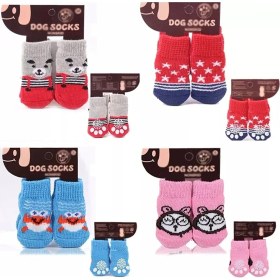 Resim Kedi Köpek Kaydırmaz Örme Çorap 