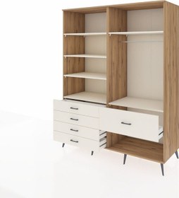 Resim Kronos Gardrop 6 Raflı 5 Çekmeceli Tek Askılı 176x59x221 Çam-aytaşı Aytaşı 