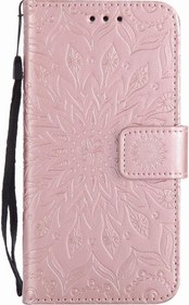 Resim Yiizy LG X Power / K220DS / K220 / US610 / K450 Kılıf için Kılıf, Güneş Yaprakları Tasarım Premium PU Deri İnce Kapaklı Cüzdan Kapak Tampon Koruyucu Kabuk Medya Destek Çubuğu Kart Yuvalı (Gül Altın) 