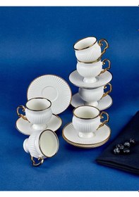 Resim Neva N3501 Santo Gold 6 Kişilik Kahve Fincan Takımı 90 Ml 