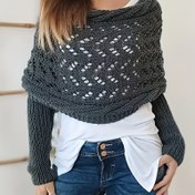 Resim 1/5 adet Kadınlar için Şık Omuzlu Şal, Çift Kollu - Moda Delikli Tasarım, Hafif Rüzgar Geçirmez, Sonbahar ve Kış için Mükemmel, Çok Yönlü Düz Renk, Bohem Tarzı | Sıcak Dekor | Esnek Olmayan Kesim | Elde Yıkama veya Profesyonel Kuru Temizleme 