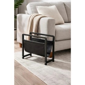 Resim Todek Home Linia Modern Metal Dergilik - Deri Detaylı Dekoratif Gazetelik ve Kitaplık 